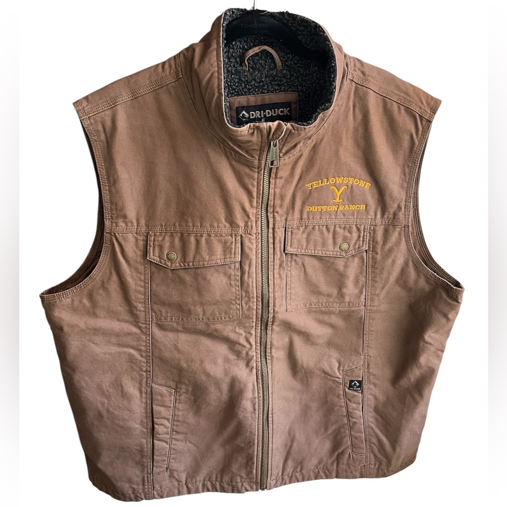 Yellowstone Dutton Ranch Cloth Workwear Vest Sherpa Collar Size 2XL